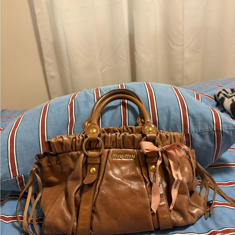 Miu Miu vitello lux handbag with long strap